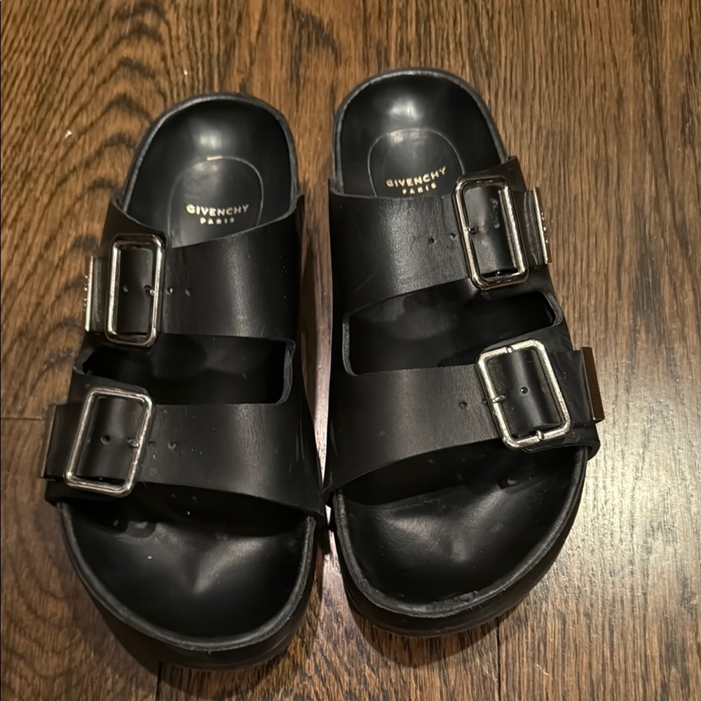 Givenchy Black Double Buckle Sandals